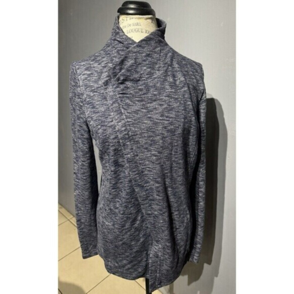 GH BASS & CO WOMEN'S  CROSS OVER ZIP FRONT SWEATER JACKET(NAVY LARGE)